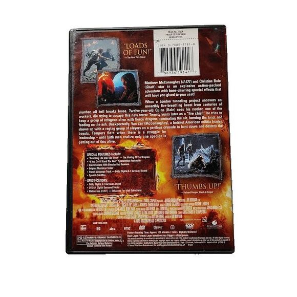 Reign of Fire DVD Movie 2002 Horror PG 13 Matthew McConaughey Christian Bale - Picture 3 of 3